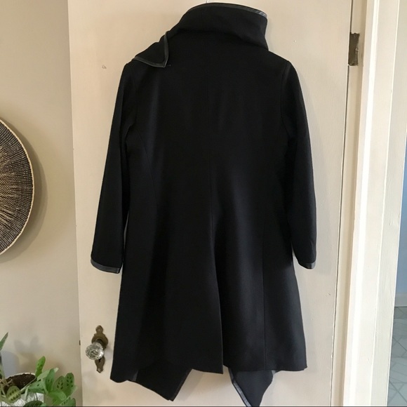 Custom Designed & Tailored Wool / Leather Coat, Size S - Picture 7 of 14